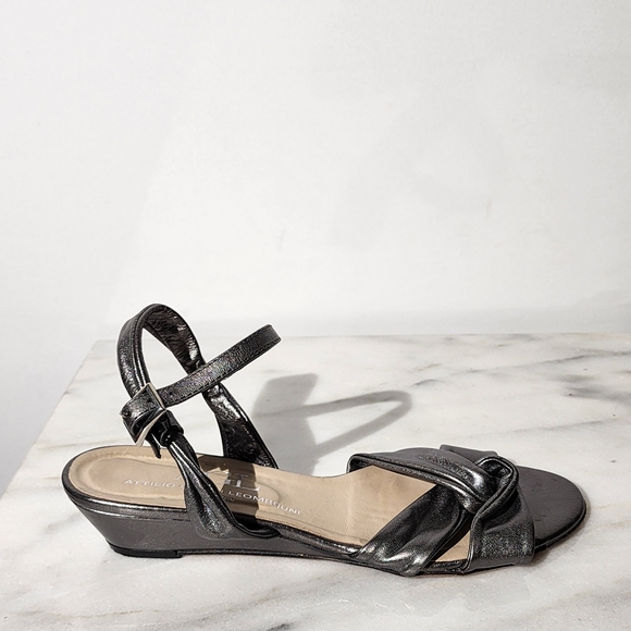 Attilio Giusti Leombruni Shoes - AGL Metallic Pewter Petite Wedge Sandal, size 38½